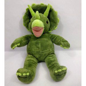 Build a Bear Dinosaur 16" Plush Triceratops Green Three Horned Dino BABW retired